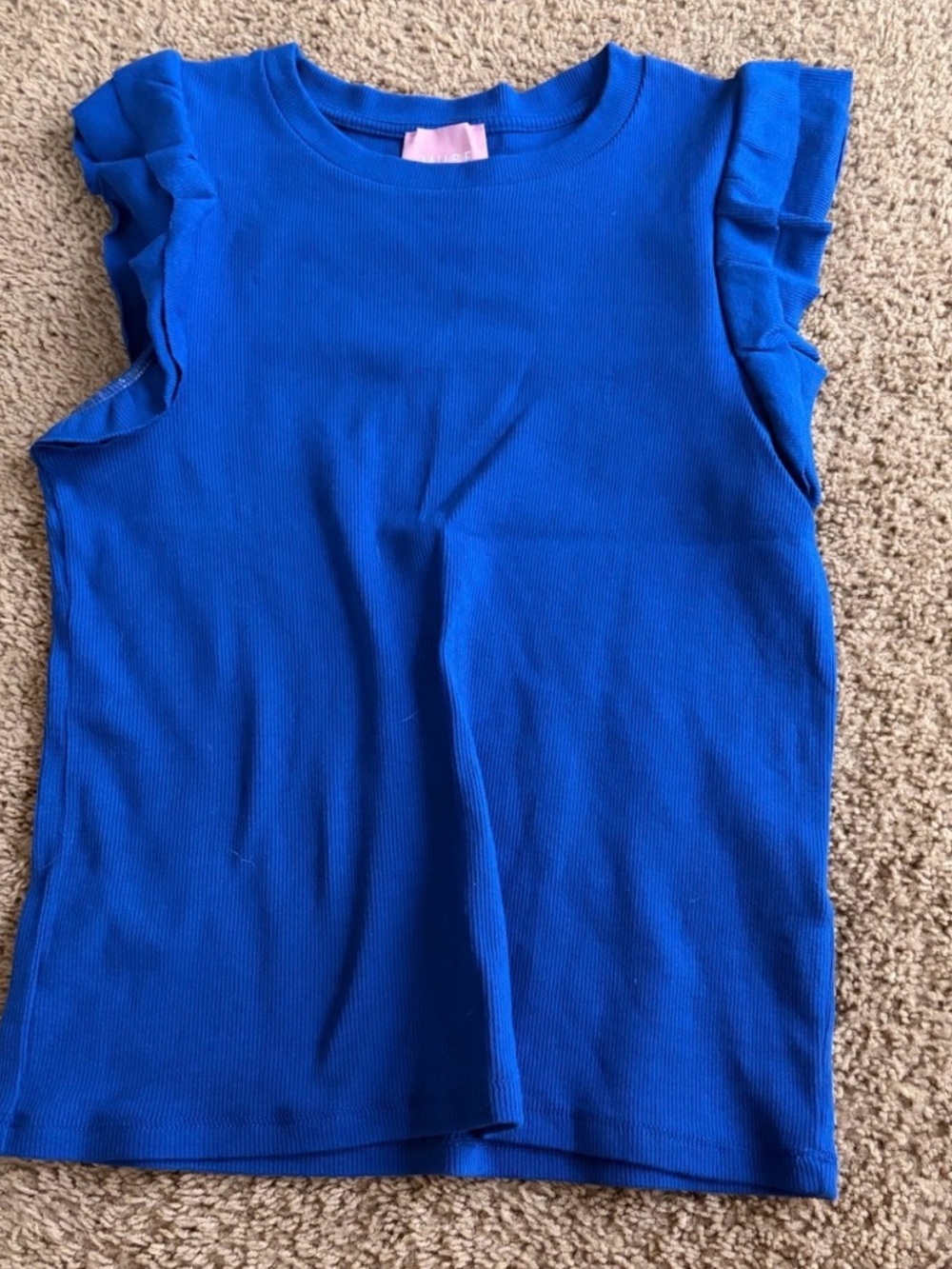 Muse Royal Blue Ruffle Sleeve Tank Top